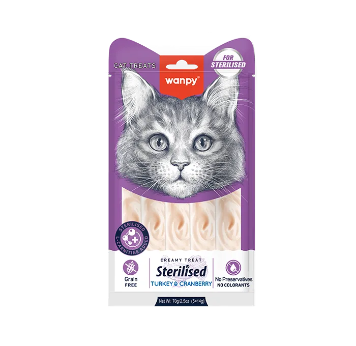Wanpy Creamy Sterilized Treats – Turkey & Cranberry (5x14g) – 70g