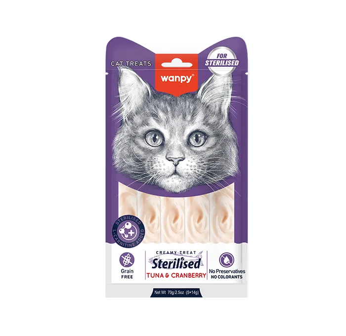 Wanpy Creamy Sterilized Treats – Tuna & Cranberry (5x14g) – 70g