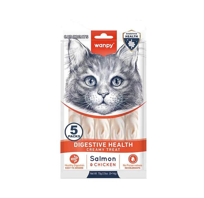 Wanpy Creamy Digestive Health Treats – Salmon & Chicken (5x14g) – 70g