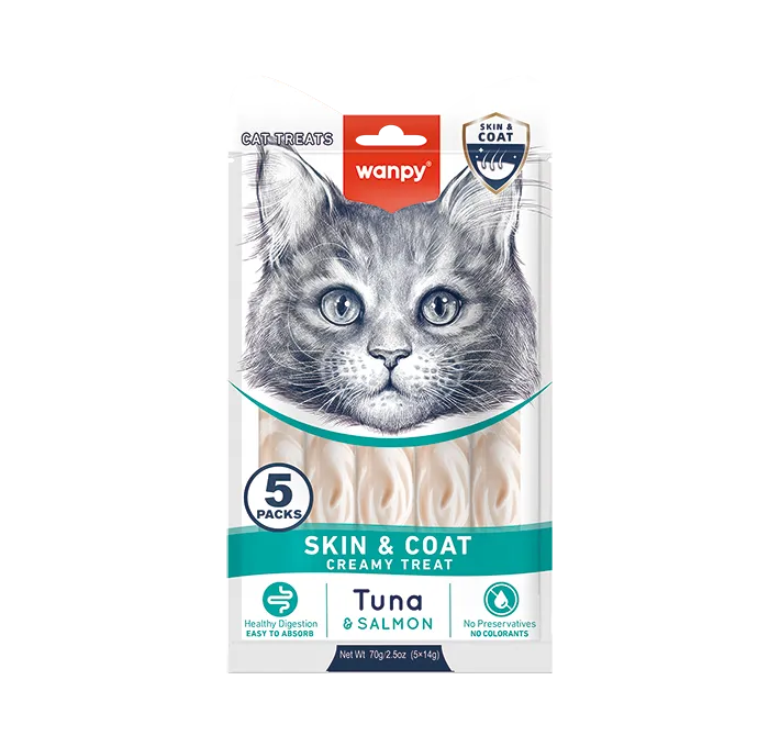 Wanpy Creamy Skin & Coat Treats – Tuna & Salmon (5x14g) – 70g