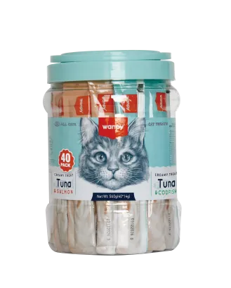 Wanpy Creamy Lickable Treats – Tuna & Scallop (40 x 14g) – 560g