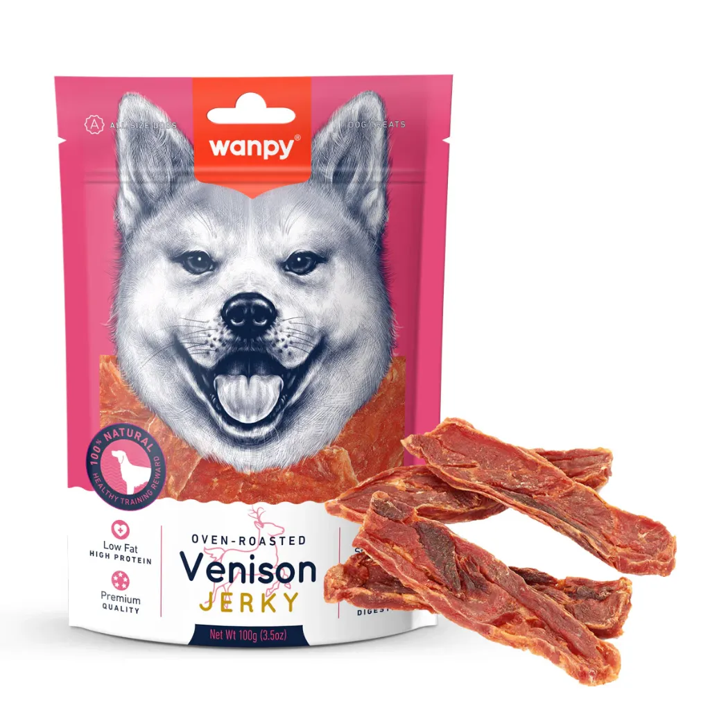 Wanpy Dog Oven-Roasted Venison Jerky 100g