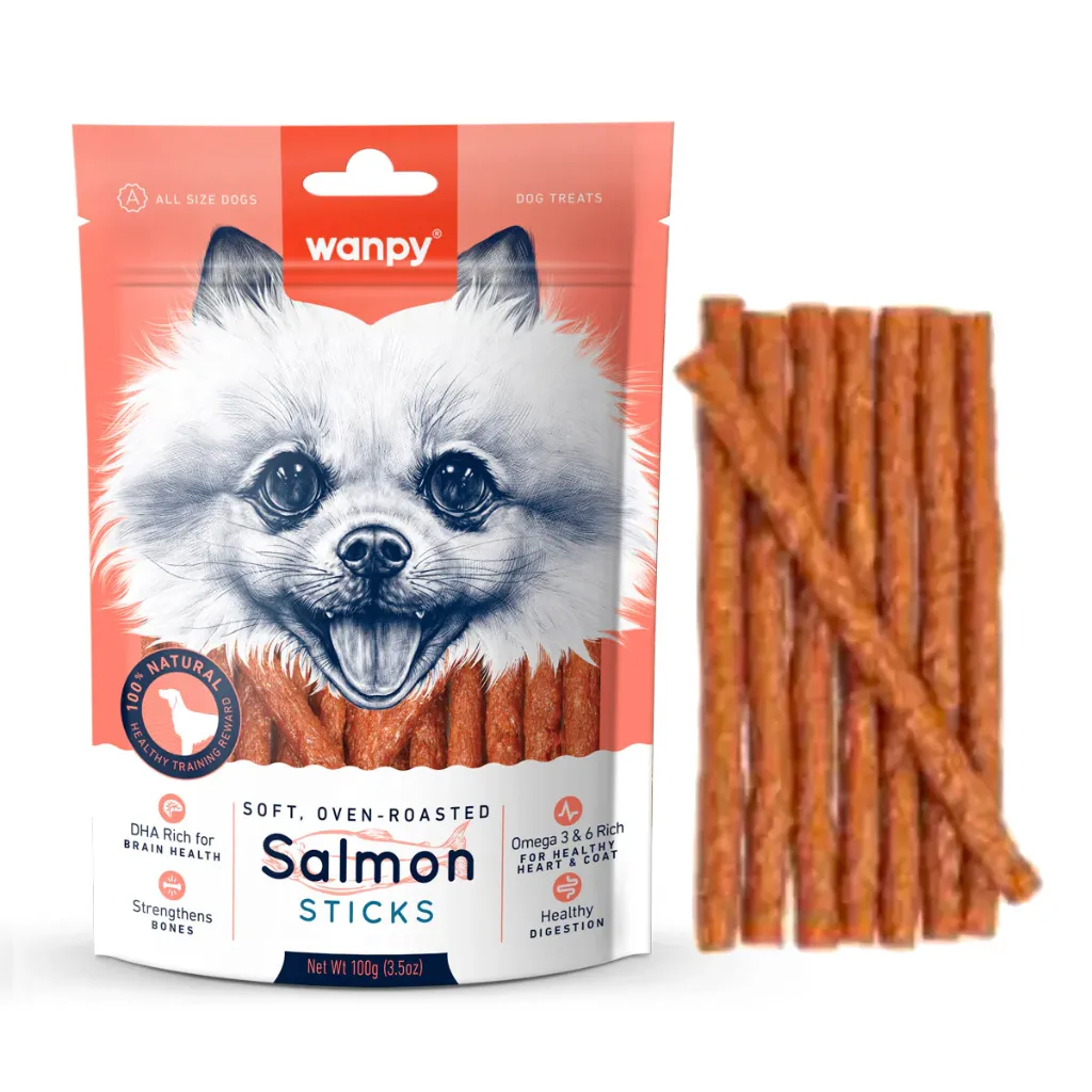 Wanpy Dog Soft Oven-Roasted Salmon Sticks 100g
