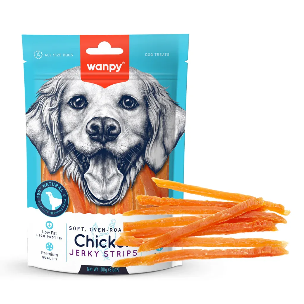 Wanpy Dog Oven-Roasted Chicken Jerky Strips 100g