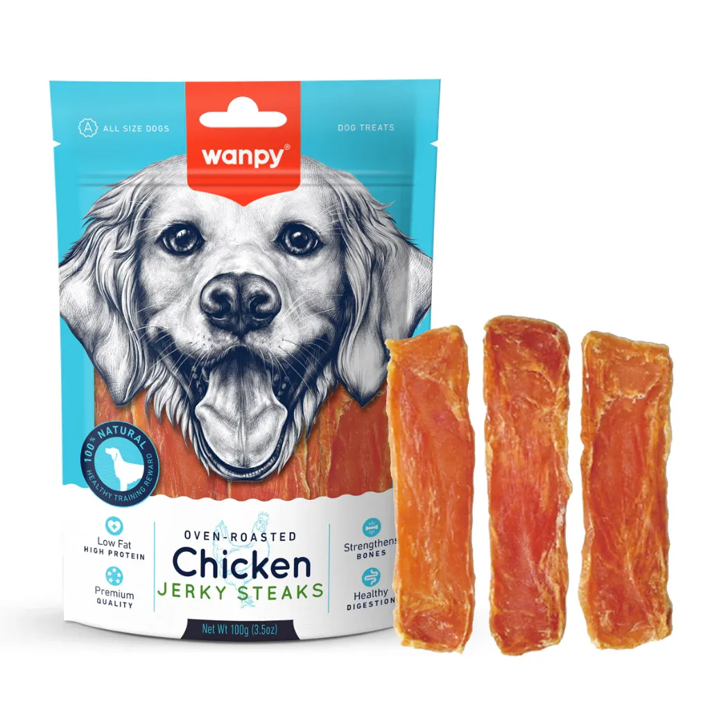 Wanpy Dog Oven-Roasted Chicken Jerky Steaks 100g