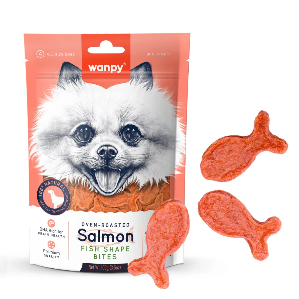 Wanpy Dog Oven-Roasted Salmon Fish Shape Bites 100g