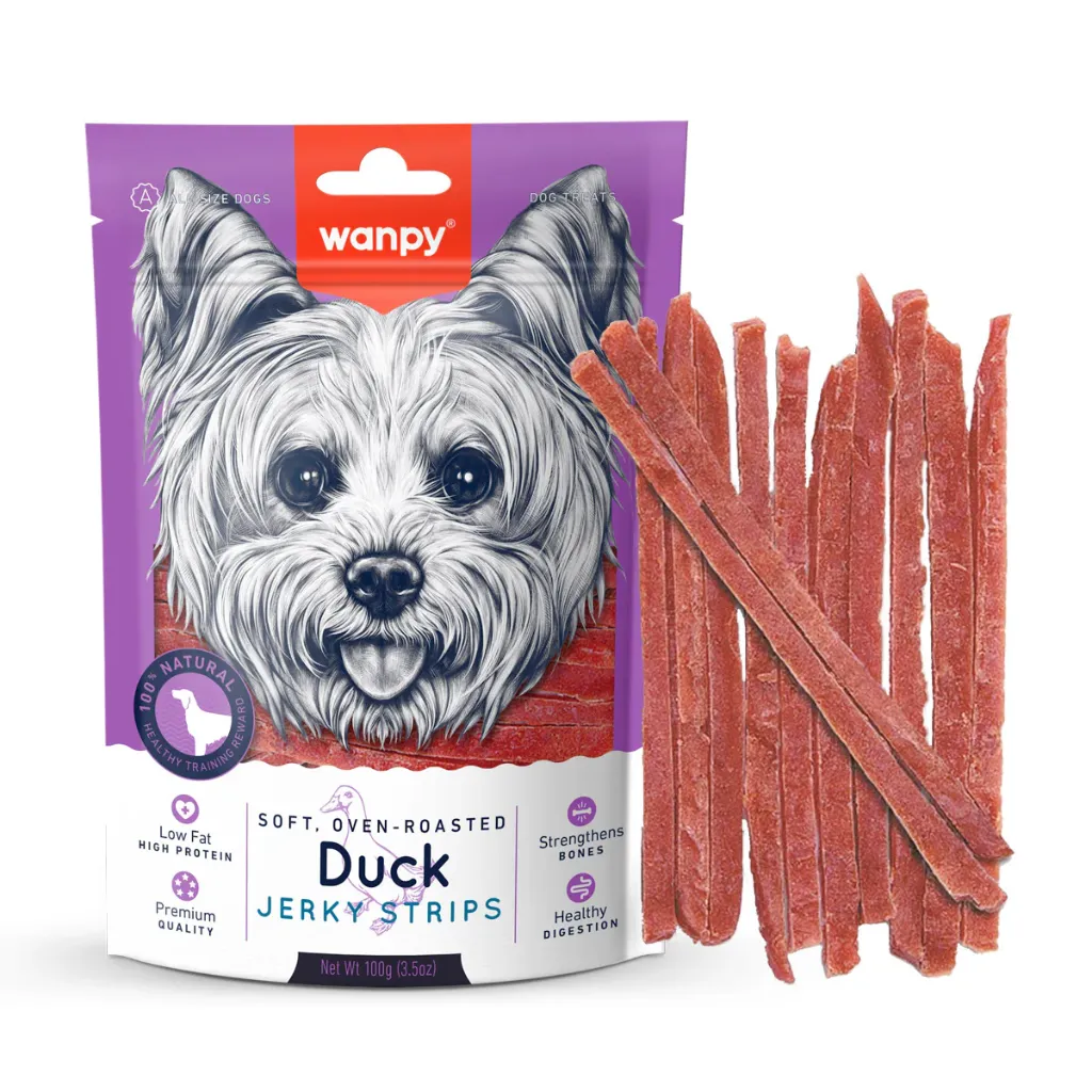 Wanpy Dog Soft Oven-Roasted Duck Jerky Strips 100g