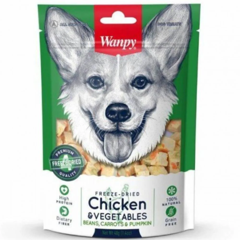 Wanpy Dog Freeze-Dried Chicken & Vegetables (Beans, Carrots & Pumpkin) 40g