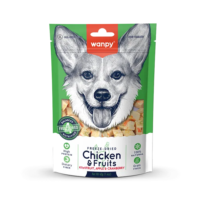 Wanpy Dog Freeze Dried Chicken & Fruits (Kiwi, Apple & Cranberry) 40g