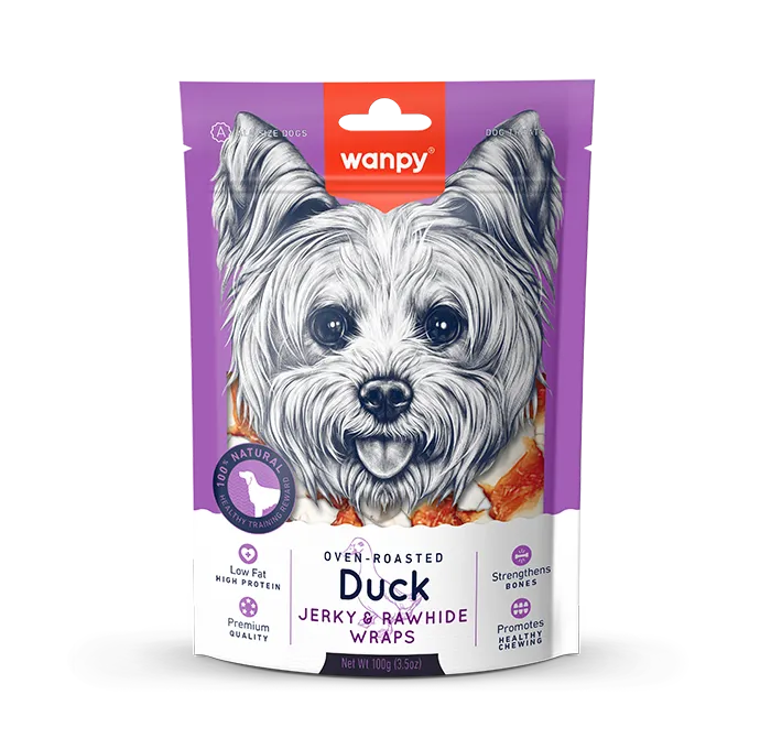 Wanpy Dog Oven-Roasted Duck Jerky & Rawhide Wraps 100g
