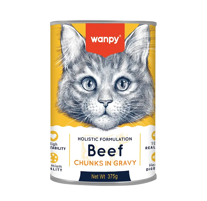 Wanpy Holistic Formulation Cat Can – Beef Chunks in Gravy 375g