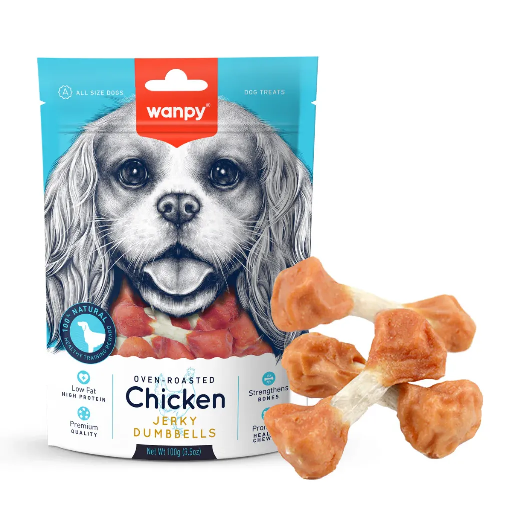 Wanpy Dog Oven-Roasted Chicken Jerky Dumbbells 100g
