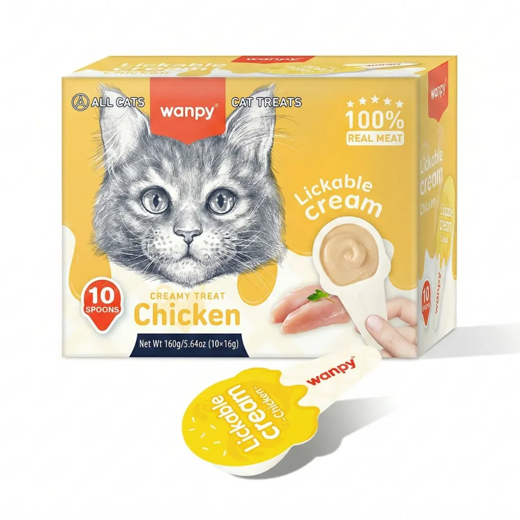 Wanpy Cat Lickable Cream Spoon – Salmon For Cat – (16g x 10pcs/box)