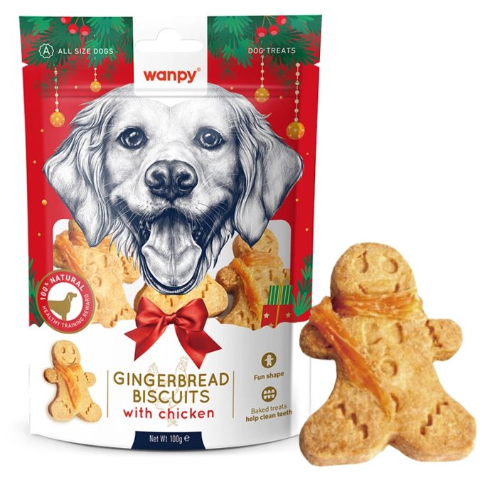 Wanpy Dog Gingerbread Biscuits with Chicken 100g