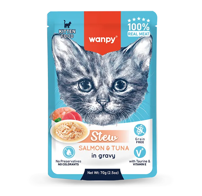 Wanpy Kitten Pouch Stew - Salmon and Tuna In Gravy 70g