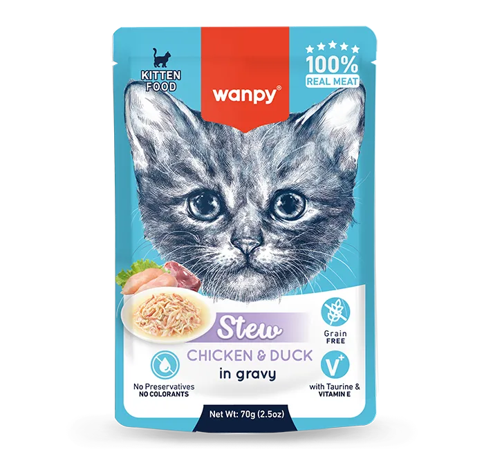 Wanpy Kitten Pouch Stew - Chicken and Duck In Gravy 70g