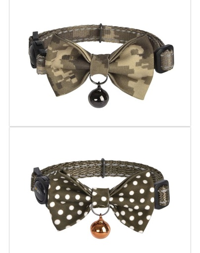 [843775114196] Dogness Cat Collar - Camouflage Brown  and Brown Dots 2 pack