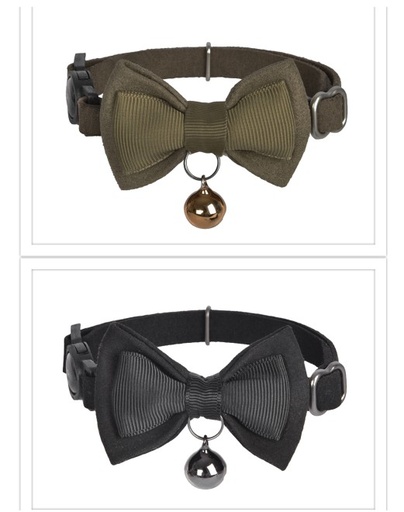 [843775114288] Dogness Cat Collar - Leather Black and Leather Brown