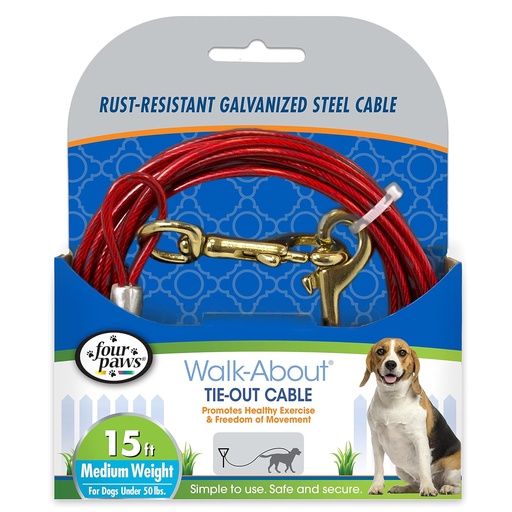 [045663856106] Four Paws Walk-About Tie-Out Cable 10 ft For Dogs 50 lbs