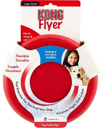 [035585129082] Kong Classic Rubber Flyer For Dogs - Large - Red