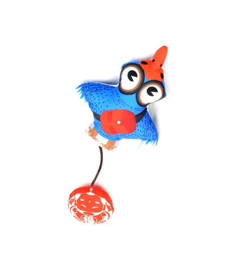 [5206819255050] Pet Interest Big Mouth Bird 3D cat Toy with Silverline Blue