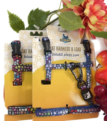 مقود وهارنس للقطط من النايلون بتصميم الحجر الملون من بت لوف إيرث