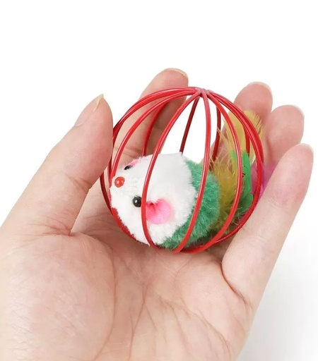 [635934610577] لعبة فأر من القطيفة داخل قفص من بت لوف إيرث