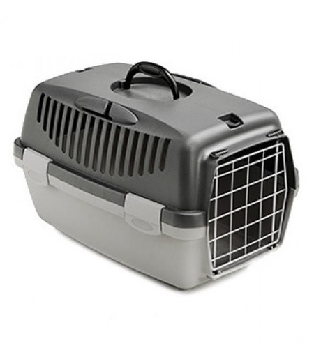 Stefanplast Pet Carrier With Metal Door Black and Light Grey 