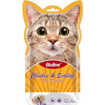 [6970117124507] Bioline Chicken & Scallop Kitten Liquid Snacks 4x15gm