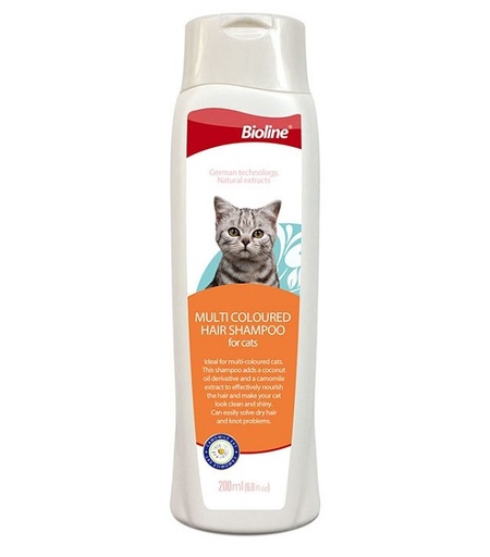 [6970117123876] Bioline Multi Coloured Hair Shampoo for Cats 200ml
