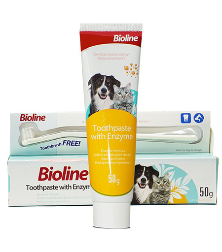 [6970117124187] Bioline Toothpaste with Enzyme for Dogs & Cats 50GM
