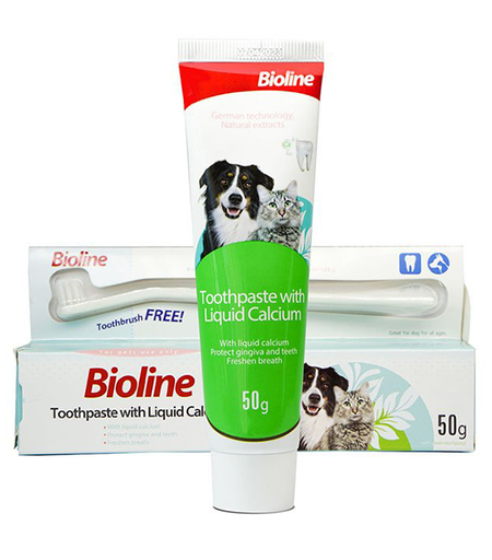 [6970117124194] Bioline Toothpaste with Liquid Calcium for Dogs & Cats 50GM