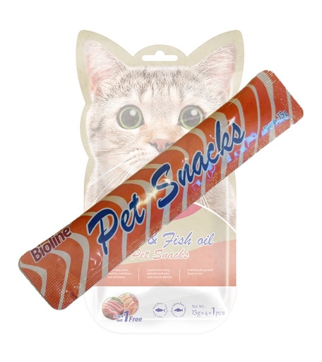 [6359346126566] Bioline Tuna & Fish Oil Kitten Liquid Snacks 15gm(1 Stick)