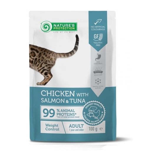 Nature's Protection Pouch – Cat – Weight Control Chicken with Salmon & Tuna – 100g 