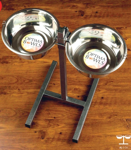 Optima Bowls Platinum, Elevated Double Bowl and Base Set