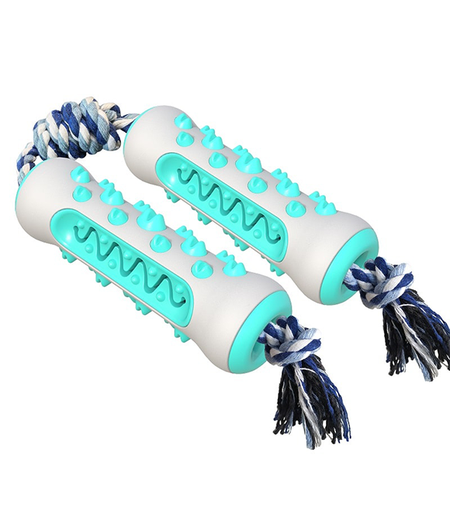 [5206819413030] لعبة مضغ للأسنان على شكل عظم للكلاب من بت إنترست - أكوا/أبيض