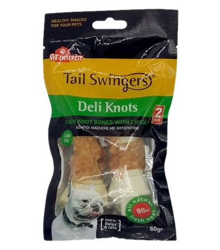 [5206819112704] Pet Interest Tail Swingers Rawhide Knot Twined by Chicken 60g