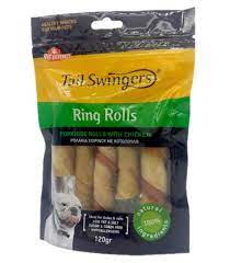 [5206819110847] Pet Interest Tail Swingers Ring Rolls Porkhide Rolls With Duck 120g