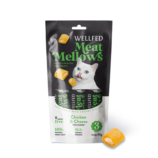 [5206819210745] Pet Interest Wellfed Meat Mellows Chicken & Cheese (3x10g) For Cat