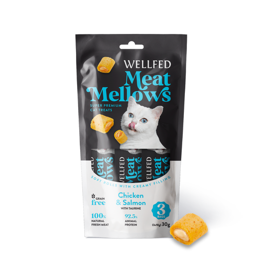 [5206819210738] Pet Interest Wellfed Meat Mellows Chicken & Salmon (3x10g)  For Cat