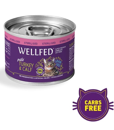 Pet Interest Wellfed Sterilized Turkey and Calf Canned Paté