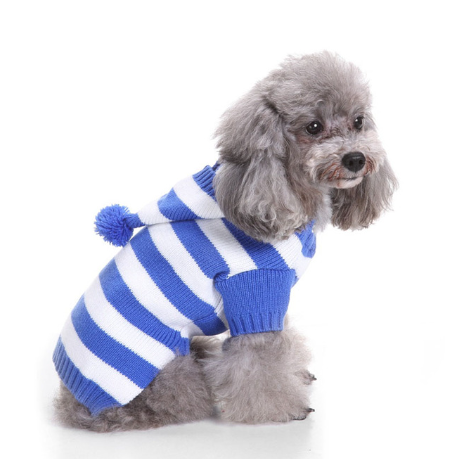 Pets.Love.Earth Blue and White Striped Sweater