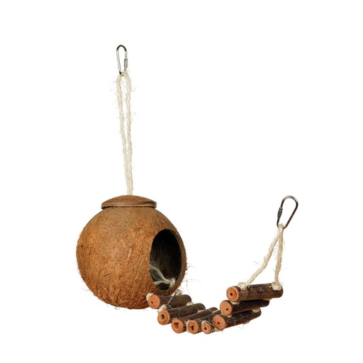 [048081628010] Prevue Pet NAT COCO HIDE/LADDER Bird Toy