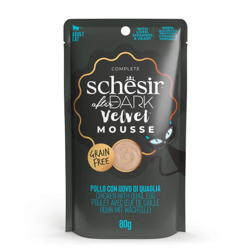 Schesir After Dark Pouch for Cat Velvet Mousse Chicken with Quail Egg 80g
