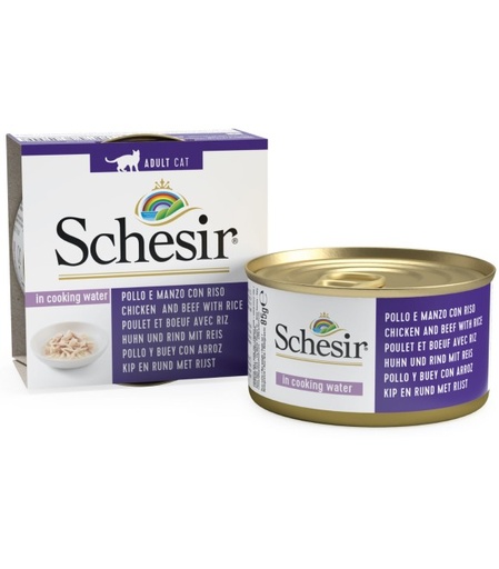 Schesir Can for Cat Chicken and Beef with Rice In Cooking Water 85g