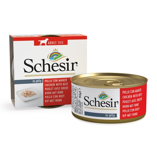 Schesir Can for Dog Chicken With Beef in Jelly 150g