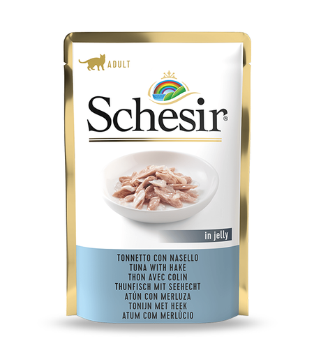 Schesir Pouch Tuna with Hake in Jelly For Adult Cat 85g