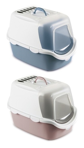 [8003507986480] Stefanplast Cathy Easy Clean Cat Toilet – Powder Pink / White
