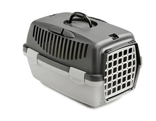 [8003507971837] Stefanplast Pet Carrier Gulliver 1 With Plastic Door Dark Gray/Light Grey 48x32x31h Cm