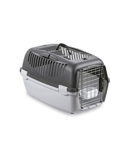 [8003507973411] Stefanplast Pet Carrier Gulliver 3 Delux Top Free Metal Door Dark Grey/Light Grey 61x40x38h Cm